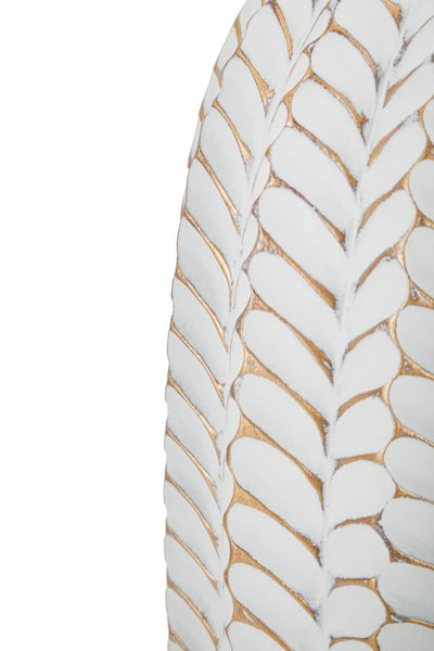 Lampe de table en céramique blanche avec abat-jour en tissu – Collection Leaf