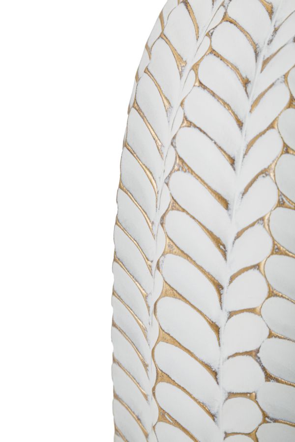 Lampe de table en céramique blanche avec abat-jour en tissu – Collection Leaf