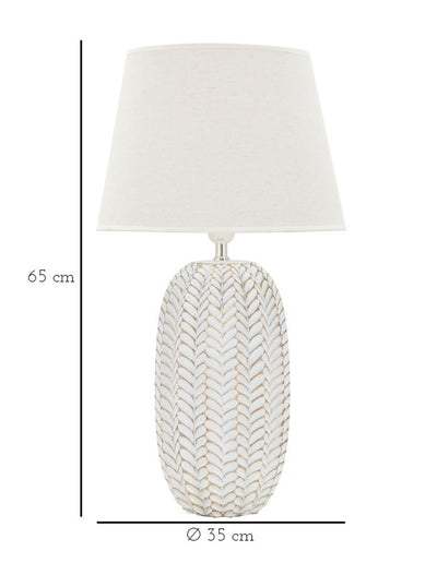 Lampe de table en céramique blanche avec abat-jour en tissu – Collection Leaf
