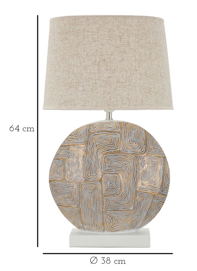 Lampe de table en tissu beige avec pied texturé – Design moderne Eclips