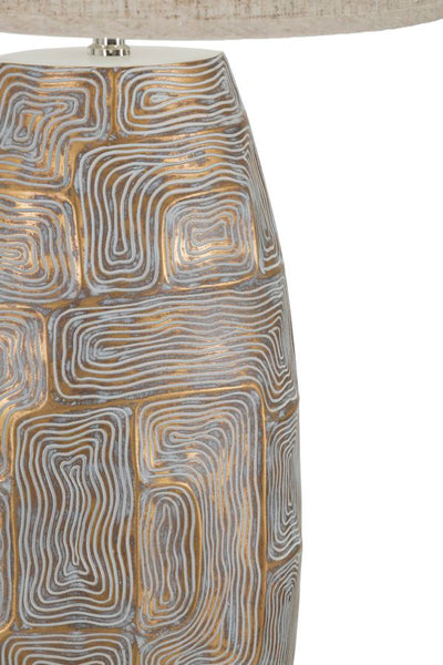 Grande lampe de table en tissu beige avec pied texturé – Eclips Tower