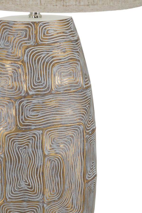 Grande lampe de table en tissu beige avec pied texturé – Eclips Tower