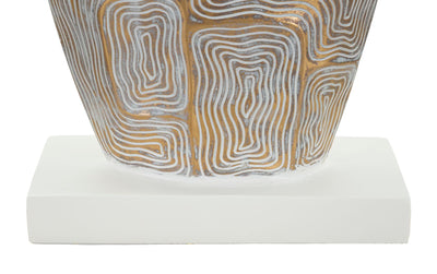 Grande lampe de table en tissu beige avec pied texturé – Eclips Tower