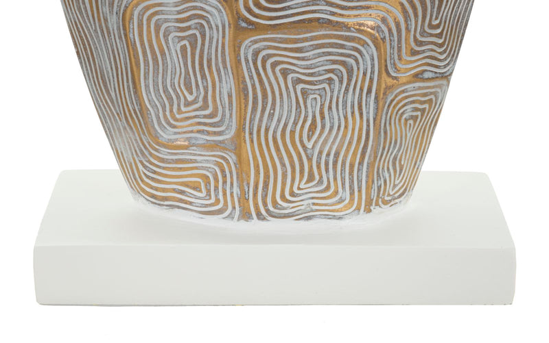 Grande lampe de table en tissu beige avec pied texturé – Eclips Tower