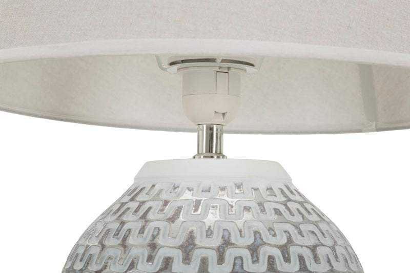 Lampe de table en céramique grise avec abat-jour en tissu – Collection Wave