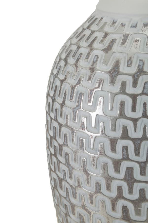 Lampe de table en céramique grise avec abat-jour en tissu – Collection Wave