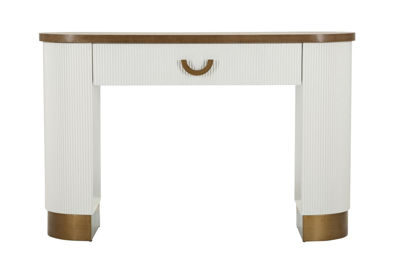 Console blanche avec accents en bois – Tolosa Modern Entryway