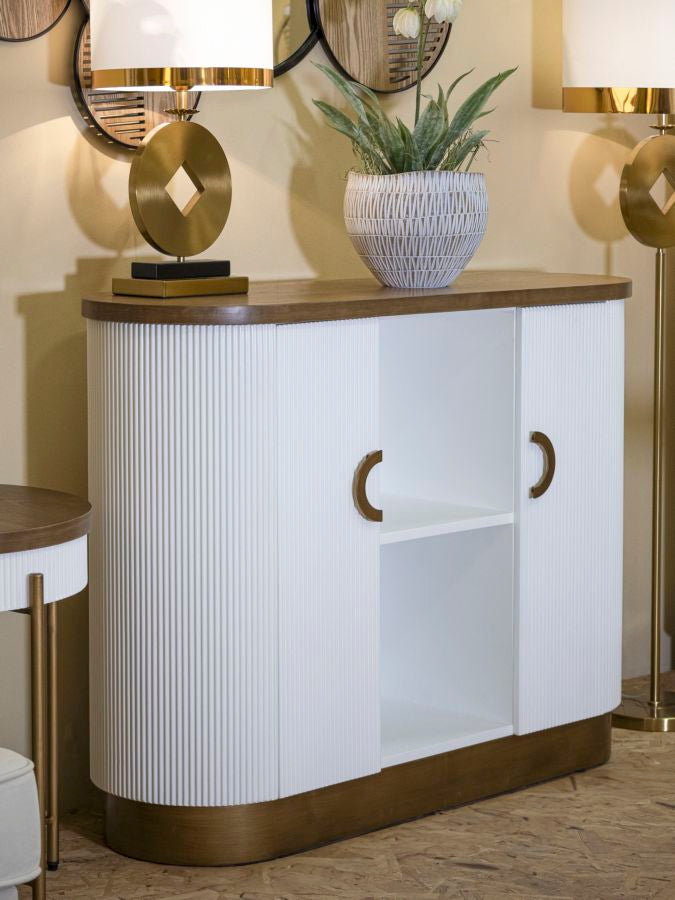 Armoire blanche avec accents en bois – Meubles de rangement Tolosa