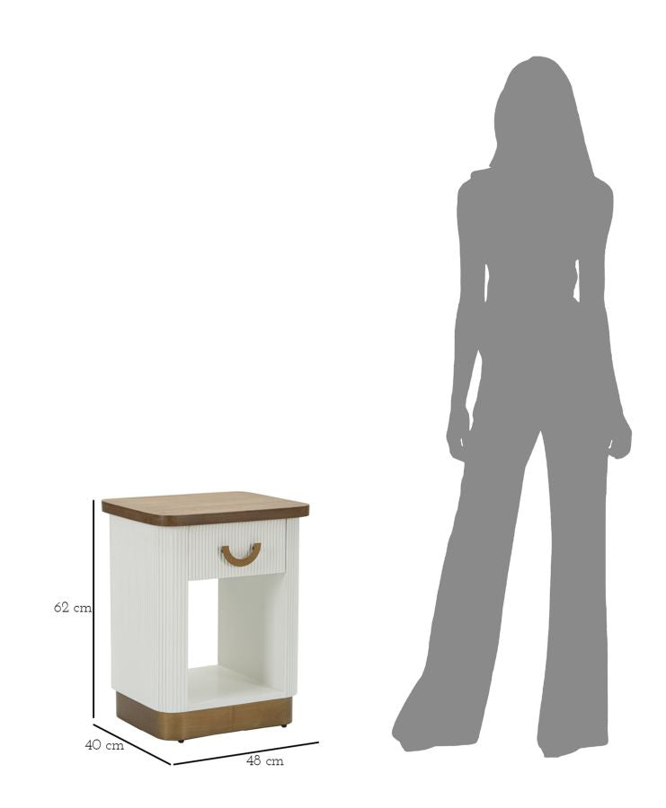 Table de chevet blanche avec tiroir – Table de chevet Tolosa