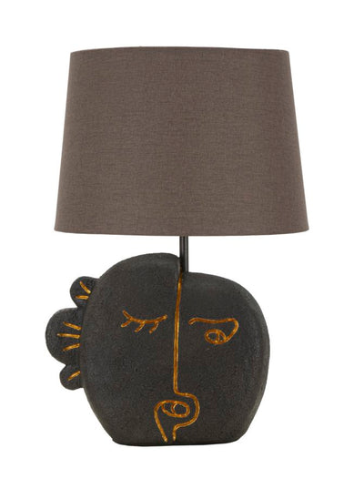 Lampe de table de style tribal marron avec pied décoratif – Accent moderne