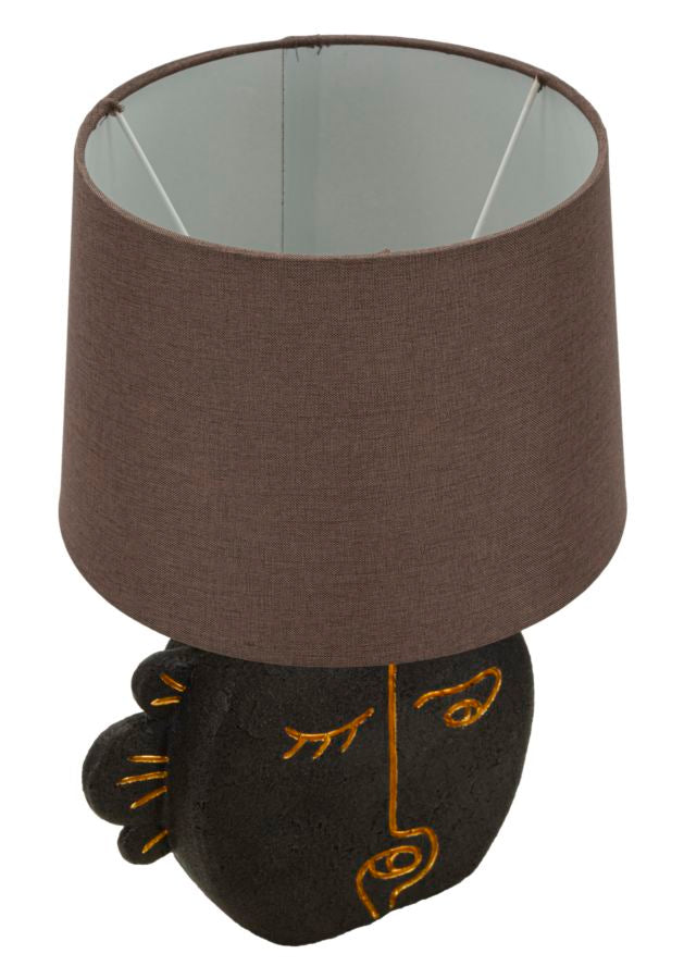 Lampe de table de style tribal marron avec pied décoratif – Accent moderne