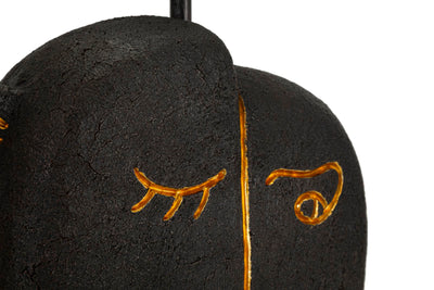 Lampe de table de style tribal marron avec pied décoratif – Accent moderne