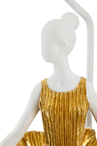 Lampe de table sculpture Gold Dancer avec abat-jour en tissu – Elegant Design