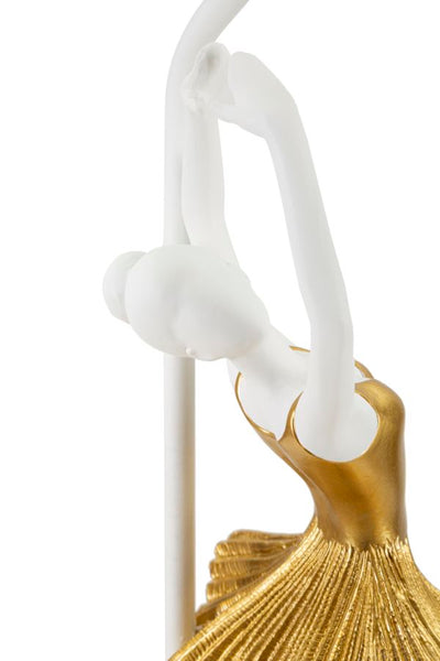 Lampe de table sculpturale dorée avec abat-jour en tissu – Style contemporain
