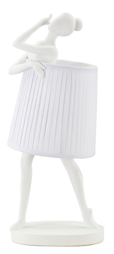 Lampe de table blanche avec sculpture de ballet et abat-jour en tissu – Artistic Accent