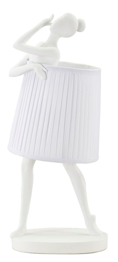 Lampe de table blanche avec sculpture de ballet et abat-jour en tissu – Artistic Accent