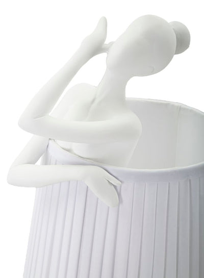 Lampe de table blanche avec sculpture de ballet et abat-jour en tissu – Artistic Accent