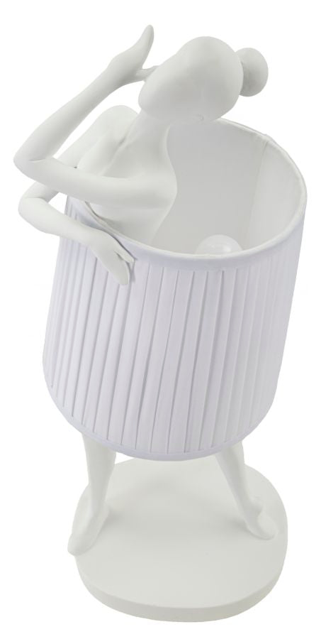 Lampe de table blanche avec sculpture de ballet et abat-jour en tissu – Artistic Accent