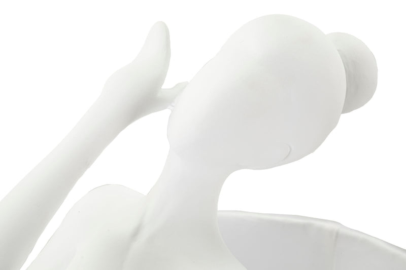 Lampe de table blanche avec sculpture de ballet et abat-jour en tissu – Artistic Accent