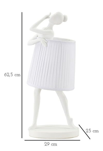 Lampe de table blanche avec sculpture de ballet et abat-jour en tissu – Artistic Accent