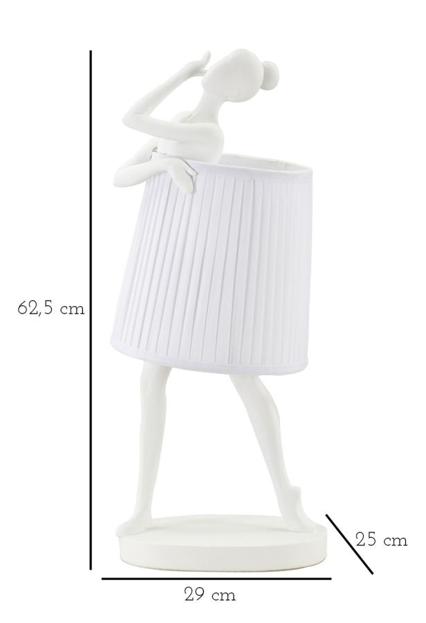 Lampe de table blanche avec sculpture de ballet et abat-jour en tissu – Artistic Accent