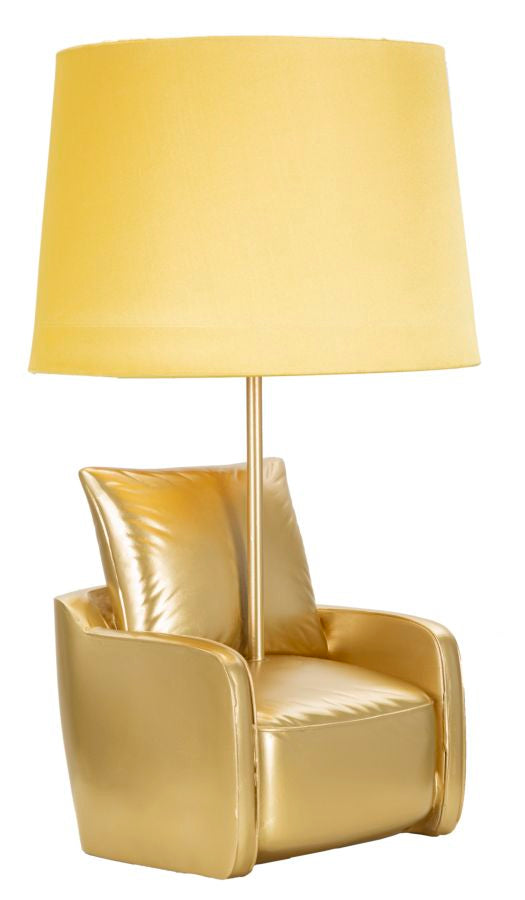 Lampe de table jaune de style milieu du siècle avec abat-jour en tissu – touche rétro