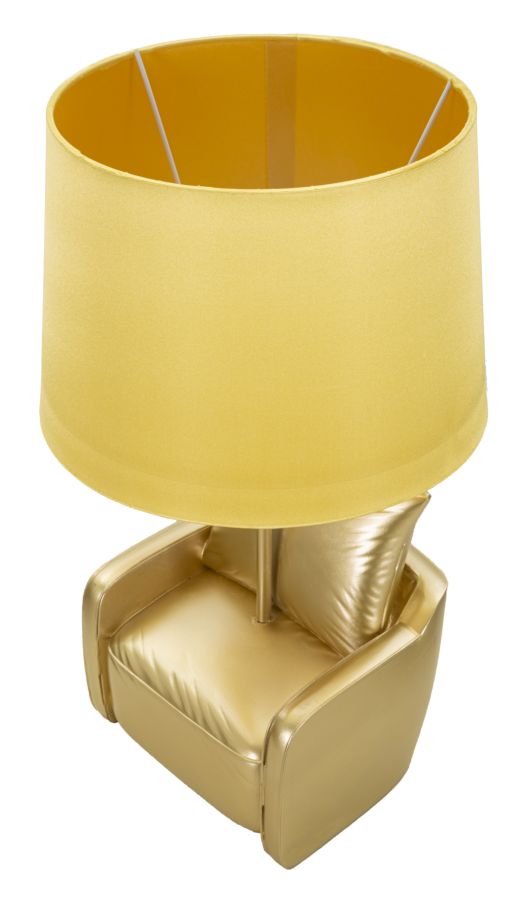 Lampe de table jaune de style milieu du siècle avec abat-jour en tissu – touche rétro
