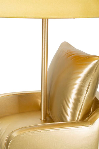 Lampe de table jaune de style milieu du siècle avec abat-jour en tissu – touche rétro