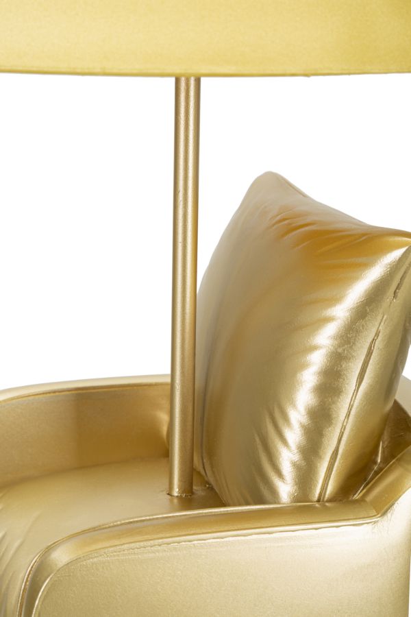 Lampe de table jaune de style milieu du siècle avec abat-jour en tissu – touche rétro