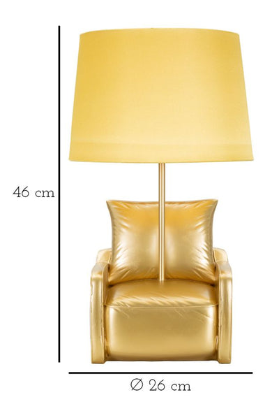 Lampe de table jaune de style milieu du siècle avec abat-jour en tissu – touche rétro