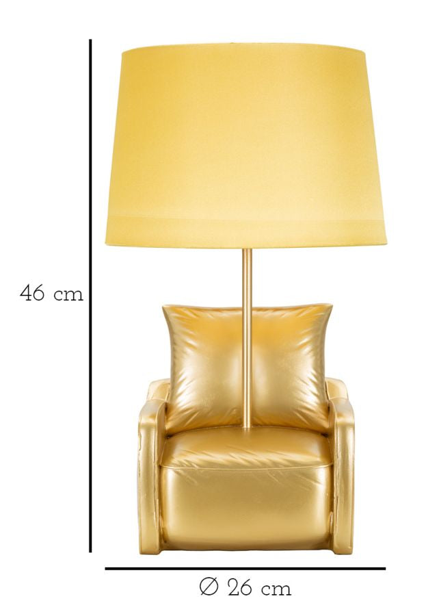 Lampe de table jaune de style milieu du siècle avec abat-jour en tissu – touche rétro