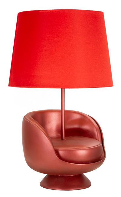 Lampe de table rouge de style milieu du siècle avec abat-jour en tissu – touche rétro