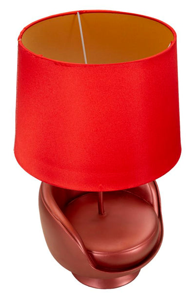 Lampe de table rouge de style milieu du siècle avec abat-jour en tissu – touche rétro