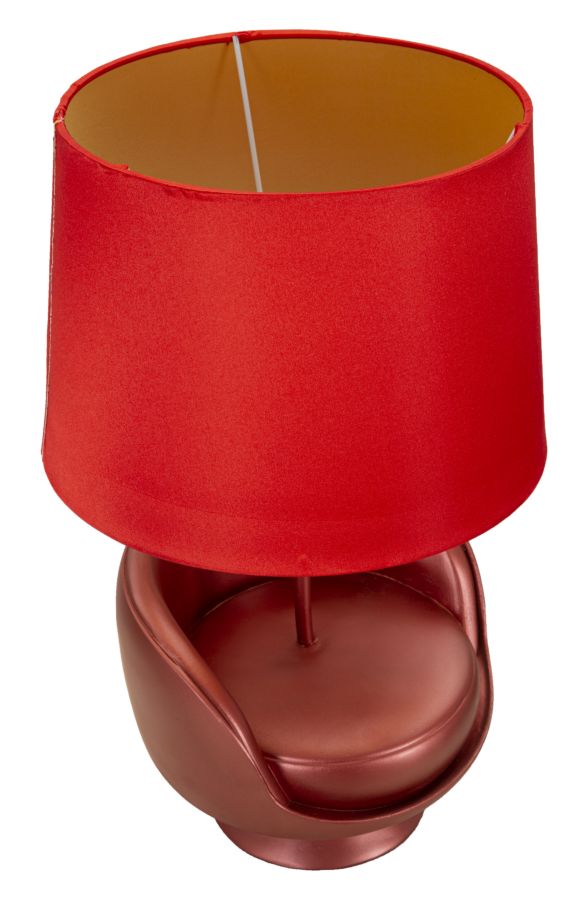 Lampe de table rouge de style milieu du siècle avec abat-jour en tissu – touche rétro