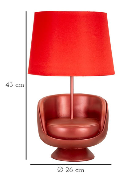 Lampe de table rouge de style milieu du siècle avec abat-jour en tissu – touche rétro