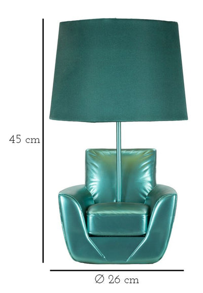 Lampe de table turquoise de style milieu du siècle avec abat-jour en tissu