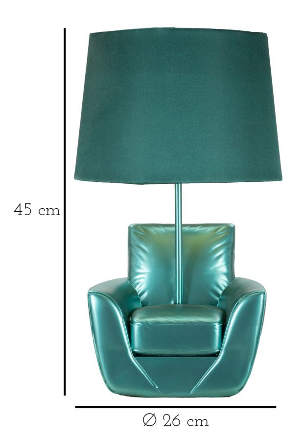 Lampe de table turquoise de style milieu du siècle avec abat-jour en tissu