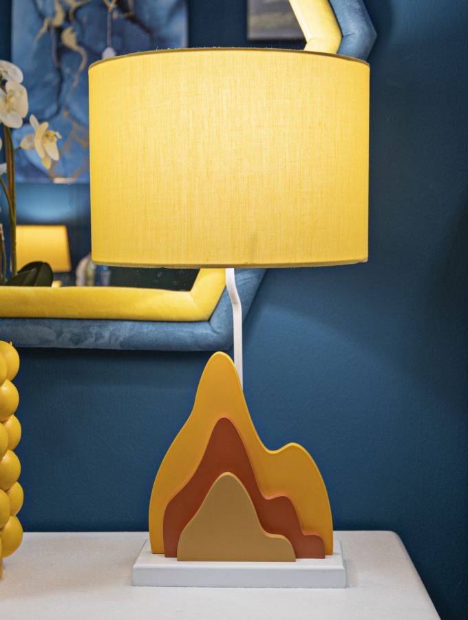 Lampe de table moderne jaune avec abat-jour en tissu – Collection Color