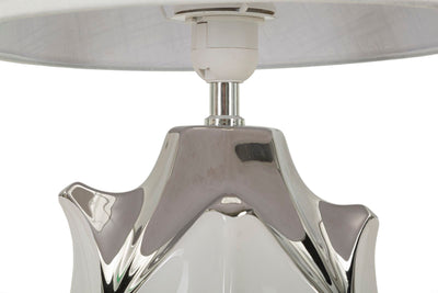 Lampe de table blanche en forme de tortue avec abat-jour en tissu – Style contemporain