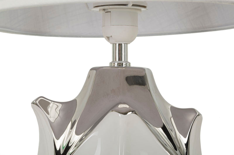 Lampe de table blanche en forme de tortue avec abat-jour en tissu – Style contemporain