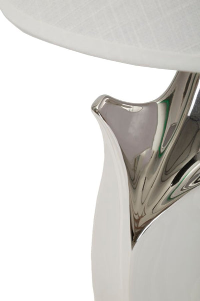 Lampe de table blanche en forme de tortue avec abat-jour en tissu – Style contemporain