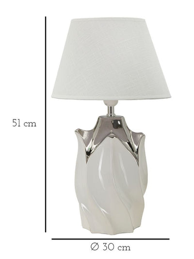 Lampe de table blanche en forme de tortue avec abat-jour en tissu – Style contemporain