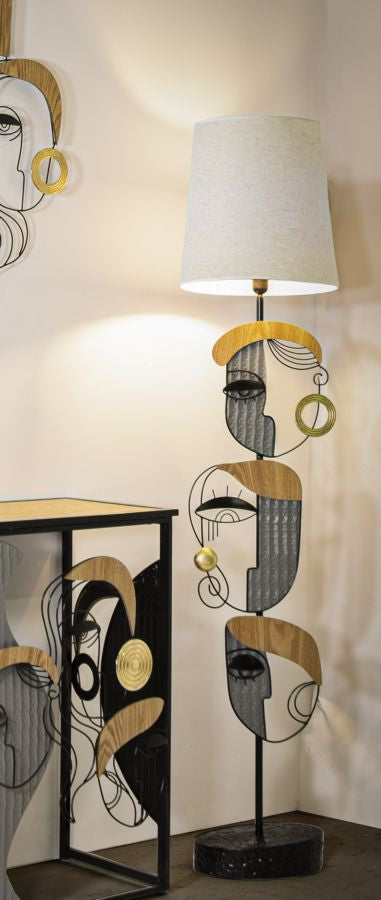 Lampe de table sculpturale argentée avec abat-jour en tissu – Picassy Design