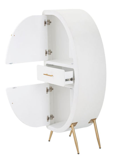 Armoire blanche à 2 portes avec pieds en bois – Meuble de rangement Venus