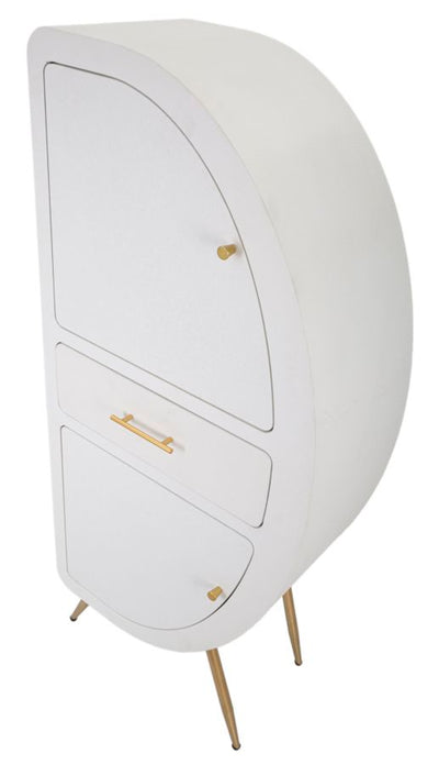 Armoire blanche à 2 portes avec pieds en bois – Meuble de rangement Venus