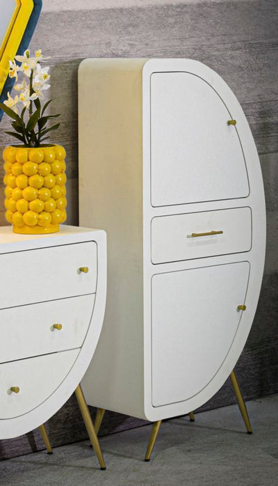 Armoire blanche à 2 portes avec pieds en bois – Meuble de rangement Venus