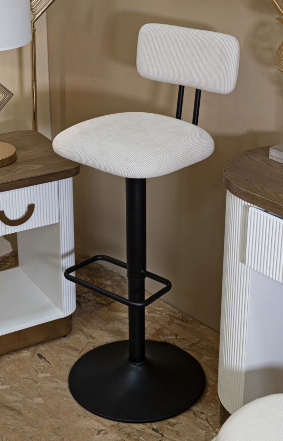 Tabouret de bar blanc réglable avec élévateur – Collection Light