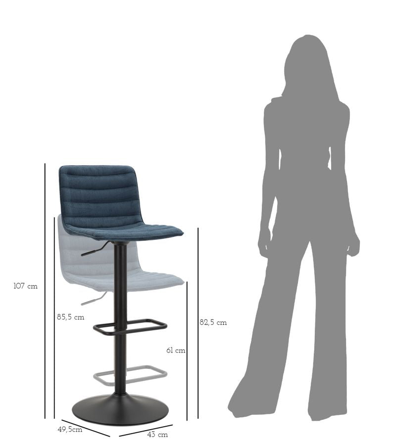 Tabouret de bar réglable bleu marine avec mécanisme de levage – Collection High