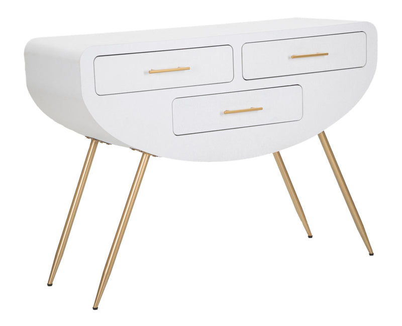 Console blanche avec pieds en bois – Entrée moderne Venus