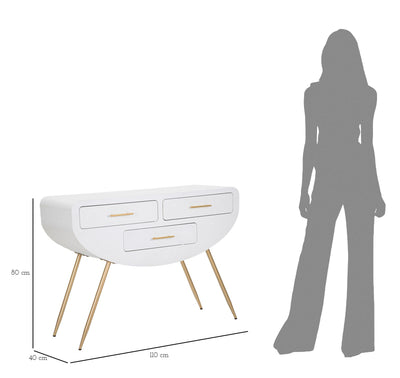 Console blanche avec pieds en bois – Entrée moderne Venus